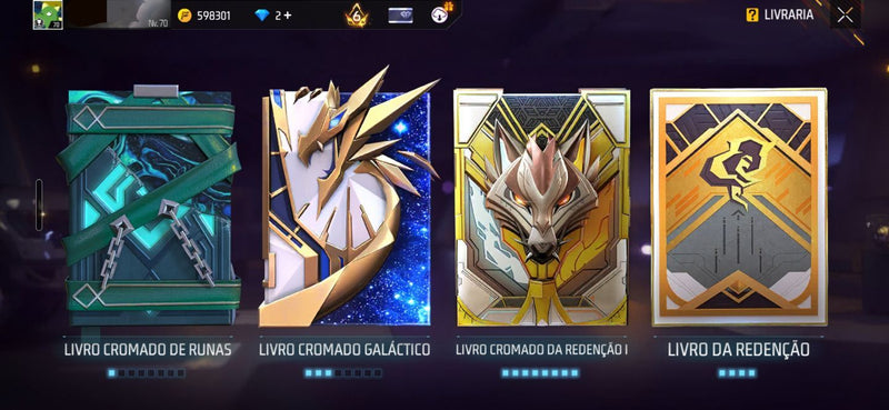 💎 Conta Free Fire — Angelical (M/F) + AK Dragão Lvl 5 + Scar Megalodonte Lvl 4 + UMP Rubi