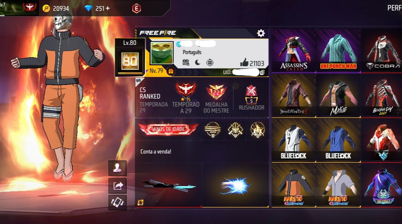 💎🔥💎 Conta FREEFIRE LEVEL 79 muito valiosa passes antigos 4, 5, 6, 7, 8, 9, 10...