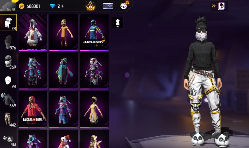 💎 Conta Free Fire — Angelical (M/F) + AK Dragão Lvl 5 + Scar Megalodonte Lvl 4 + UMP Rubi