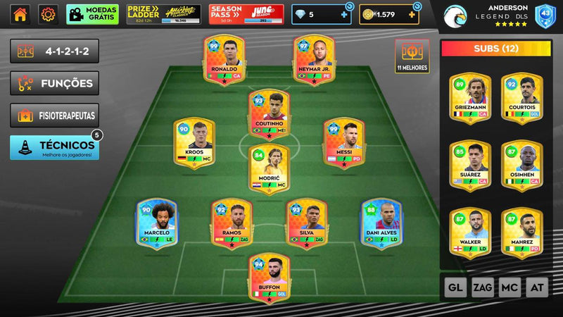 🎮 Conta DLS 25 🔥 | Time de Legends 👑 | Perfeita pra Quem é Exigente!