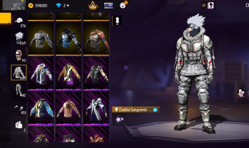 💎 Conta Free Fire — Angelical (M/F) + AK Dragão Lvl 5 + Scar Megalodonte Lvl 4 + UMP Rubi