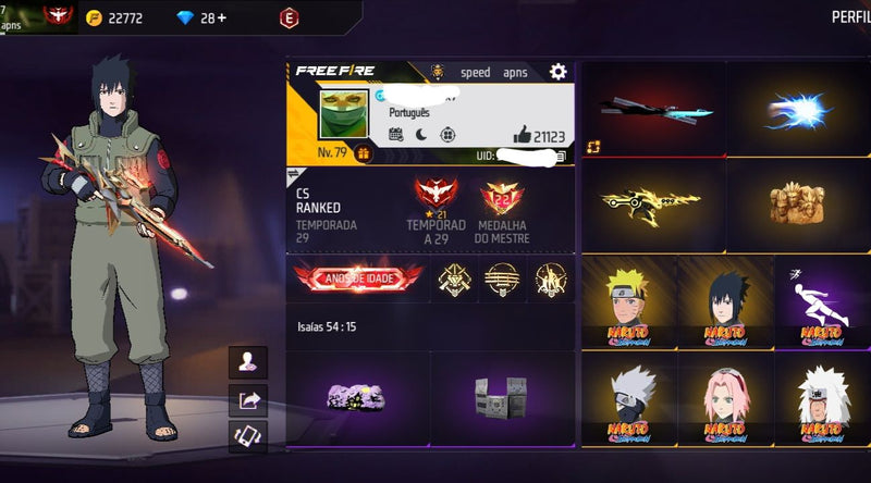 💎🔥💎 Conta FREEFIRE LEVEL 79 muito valiosa passes antigos 4, 5, 6, 7, 8, 9, 10...